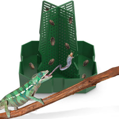 Fischuel Chameleon Feeding Bowl for Reptile Terrarium Climbable Design for Reptile to Hunt Suitable for Feeding Lizards Bearded Dragons Geckos Guardians Frogs Green Large
