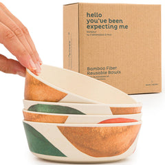 Nook Theory 4 Pack Bamboo Bowls - Alternative to Plastic Bowls 18 Oz Bamboo Bowls Reusable Kids Bowls Shatterproof Bowls Food-Grade Dishwasher Safe - Bamboo Dishes (Arizona)