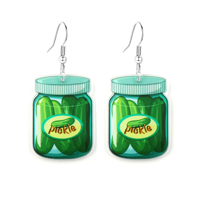 Pickle Dangle Earrings – Funny Acrylic Cucumber Drop Earrings for Pickle Lovers