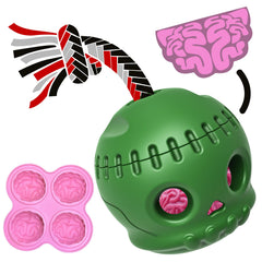 NUTUTIC Halloween Skull Ball & Brain Tray Dog Toy Set – Freeze-Fillable, Treat-Dispensing Chew Toy for Aggressive Chewers