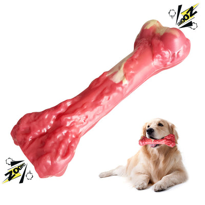 Bite-Resistant Rubber Dog Chew Bone – Squeaky Dental Toy for Aggressive Chewers | Small & Large