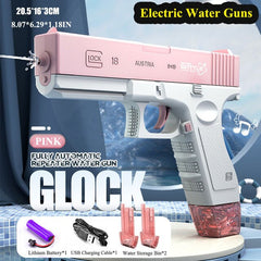 Space Water Gun Toy – Kids Outdoor Squirt Gun | USB Rechargeable | Blue & Pink