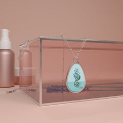 Seahorse Beach Oval Necklace – Ocean-Inspired Pendant Jewelry