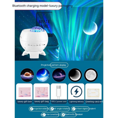 Northern Lights Starry Sky Projector with Bluetooth & Rechargeable Battery