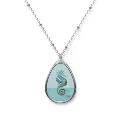 Seahorse Beach Oval Necklace – Ocean-Inspired Pendant Jewelry