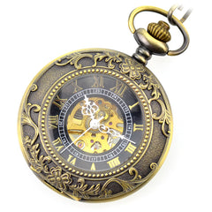 Vintage Hollow Mechanical Pocket Watch Necklace for Men & Women