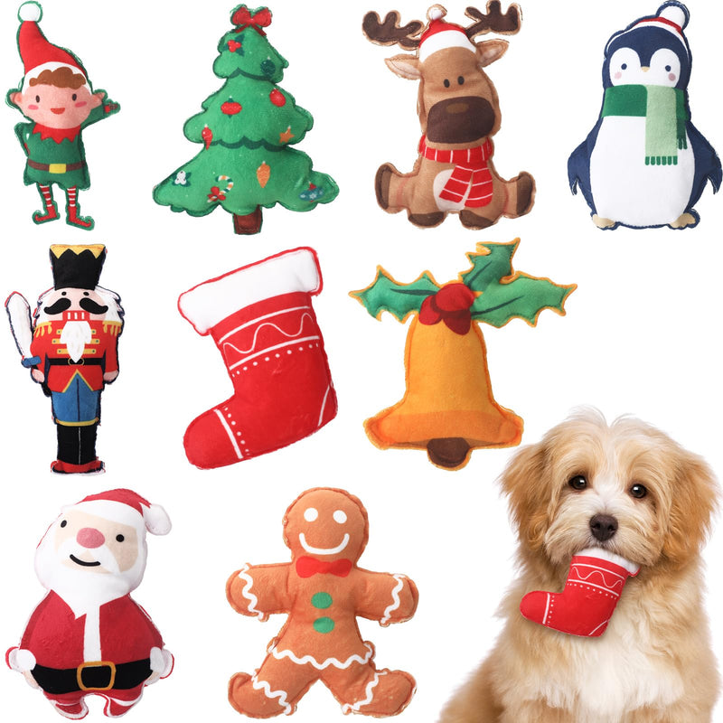Mini Christmas Squeaky Plush Dog Toys – Set of 9 Holiday Styles for Puppies & Small Dogs