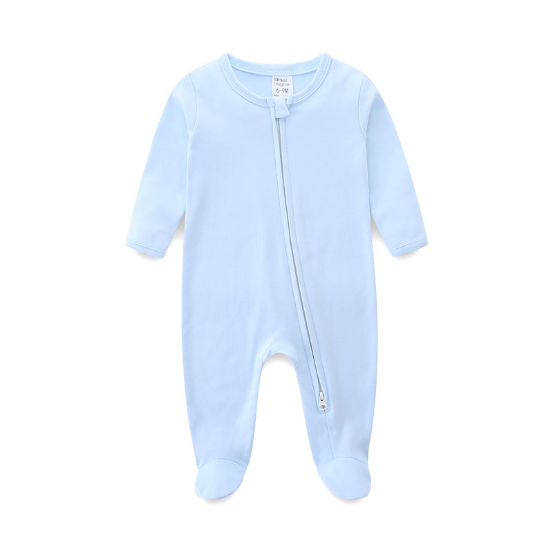 Organic Cotton Baby Romper with Double Zipper & Footies | Newborn–12M