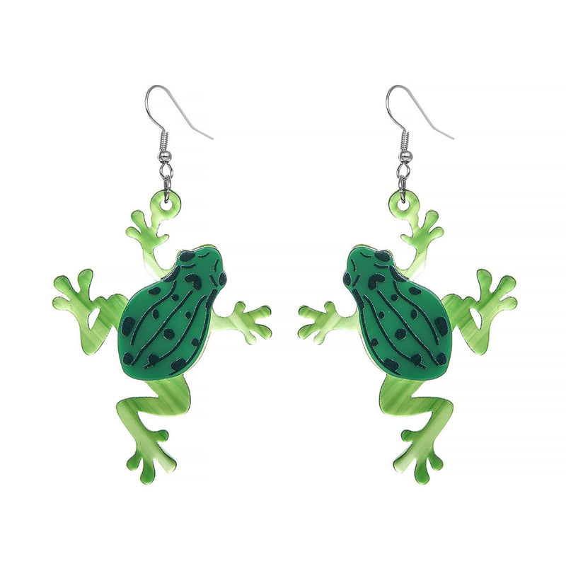 Frog & Fly Dangle Earrings – Funny Weird Acrylic Statement Earrings for Women