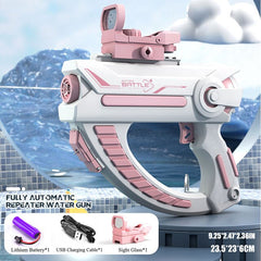 Space Water Gun Toy – Kids Outdoor Squirt Gun | USB Rechargeable | Blue & Pink