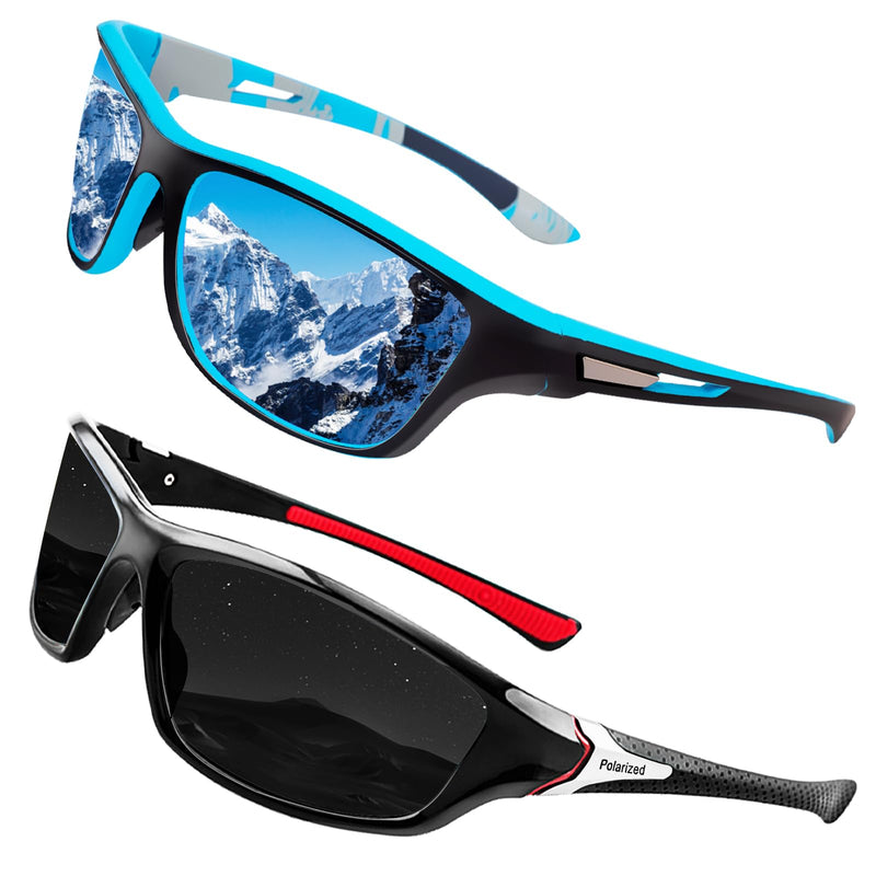 Salfboy Polarized Sports Sunglasses – 2-Pack UV Protection Wrap-Around Shades for Men & Women