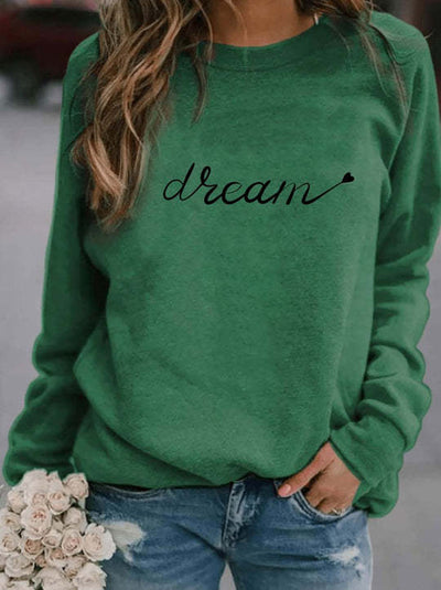 3D Printed Round Neck Long-sleeved Dream Letter Shirt