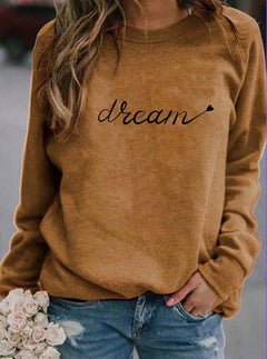 3D Printed Round Neck Long-sleeved Dream Letter Shirt