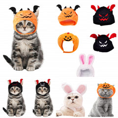 Halloween Cat Hat Set – 5 Pcs (Pumpkin, Bat & Bunny Costumes)
