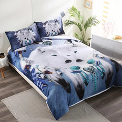 3pcs Arctic Wolf Dreamcatcher Bedding Duvet Cover Set