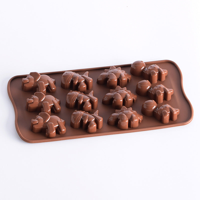 12-Cavity Dinosaur Silicone Mold for Baking and Ice