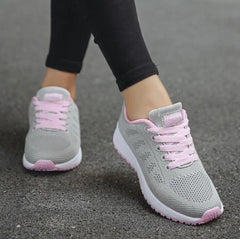 Women's Breathable Mesh Sports Sneakers – Lightweight Wedge Sole, Sizes 35–44