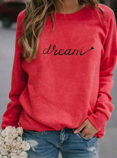 3D Printed Round Neck Long-sleeved Dream Letter Shirt
