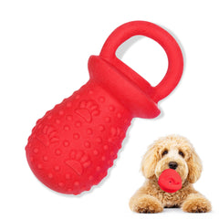 Squeaky Pacifier Chew Toy for Dogs – 5.2" Natural Rubber Novelty Toy for Small & Medium Dogs (Red)