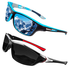 Salfboy Polarized Sports Sunglasses – 2-Pack UV Protection Wrap-Around Shades for Men & Women