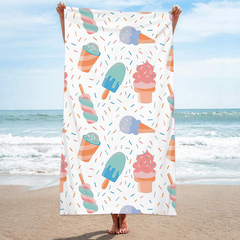 Double-Sided Ice Cream & Floral Print Beach Towel