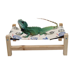 Dnoifne Reptile Hammock Swing Bed – Wooden Frame & Nylon Mesh Lizard Bed for Bearded Dragons, Geckos & Small Pets