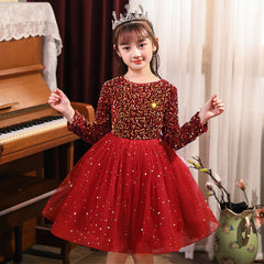 Starry Sky Long Sleeve Dress for Girls