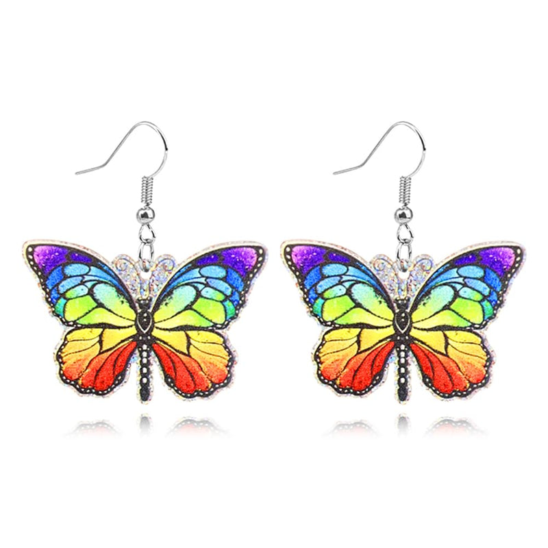 Rainbow Butterfly Acrylic Dangle Earrings