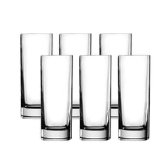 Luigi Bormioli Strauss Set of 6 Highball Glasses – 16.5 oz Square Crystal Drinking Glasses, Made in Italy
