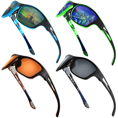 4-Pack Polarized Sports Sunglasses for Men – UV Protection