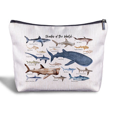 Zomhix Sharks Gifts Makeup Bag - Shark Gifts for Shark Lovers Cosmetic Bag Shark Gifts Makeup Pouch Shark Themed Gifts Zippered Bag for Women