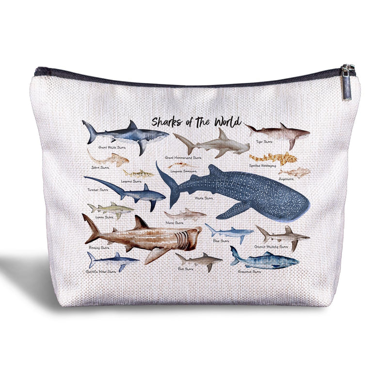 Zomhix Sharks Gifts Makeup Bag - Shark Gifts for Shark Lovers Cosmetic Bag Shark Gifts Makeup Pouch Shark Themed Gifts Zippered Bag for Women