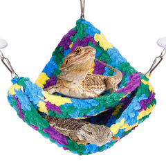 Double-Layer Reptile Hammock – Flannel Swing Bed with Suction Cups & Hooks for Bearded Dragons, Lizards & Geckos
