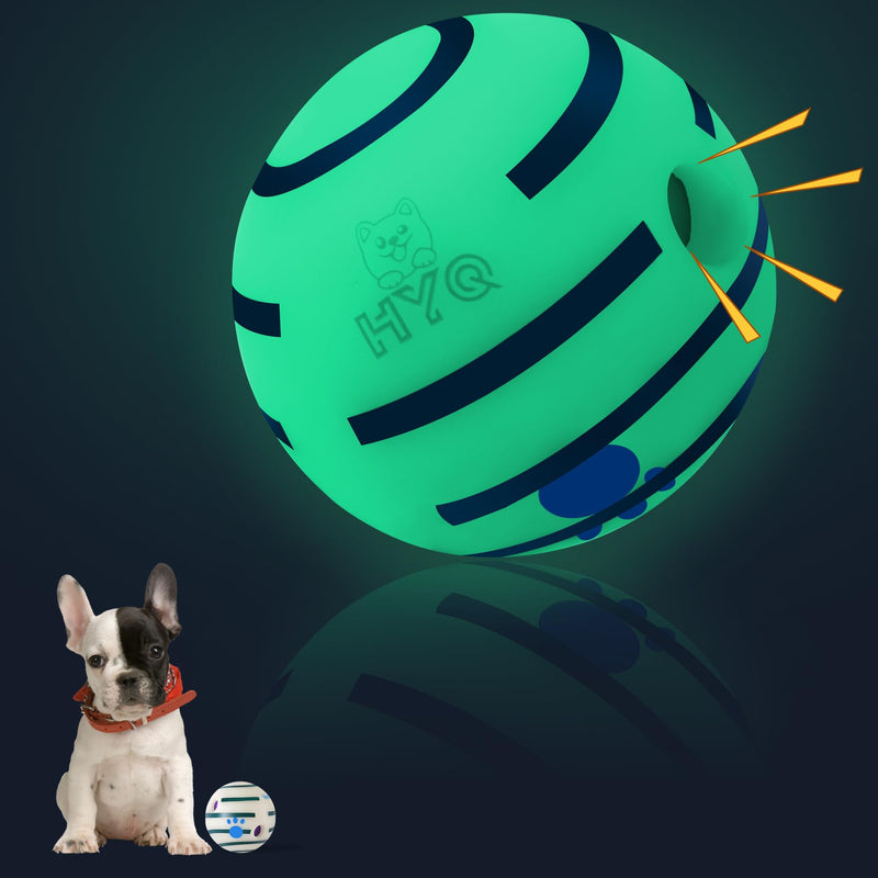 HYQ Glowing Squeaky Dog Ball – Glow-in-the-Dark, No Battery, 7 Sizes for Small to Large Dogs (3.15