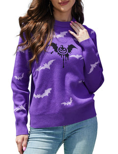 Bindefon Halloween Sweaters Gifts for Womens Mom Wife Grandma Gifts for Her Couple Gifts(Purplem)