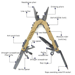 Stainless Steel Multitool Folding Pliers - Portable Multi-Function Tool for Camping, Hiking & Everyday Use