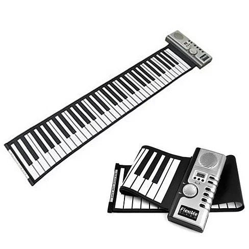 Flexible Roll-Up Piano Keyboard – 61 Keys, 128 Tones, Portable & Splash-Proof