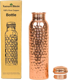 Hammered Copper Ayurvedic Water Bottle – Leak Proof, 1000ml