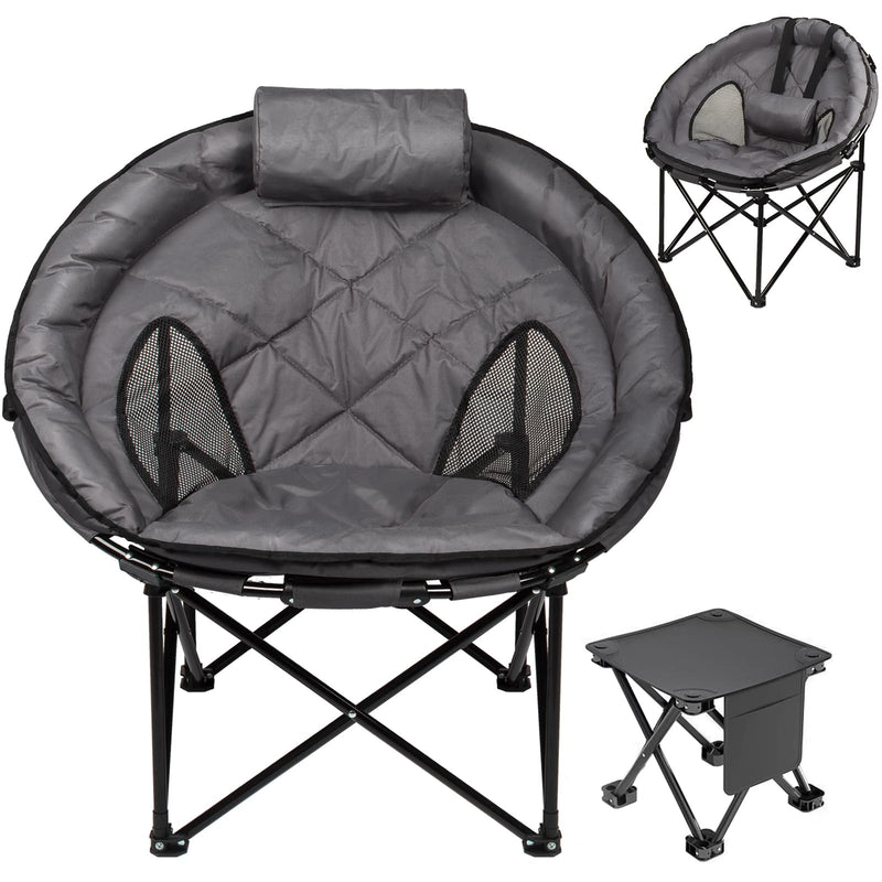 Moon Camping Chair with Footrest & Adjustable Lumbar Support – Folding Outdoor Chair