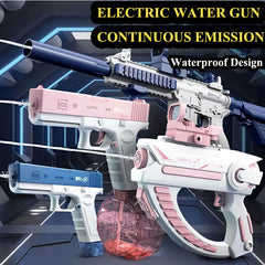 Space Water Gun Toy – Kids Outdoor Squirt Gun | USB Rechargeable | Blue & Pink