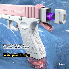 Space Water Gun Toy – Kids Outdoor Squirt Gun | USB Rechargeable | Blue & Pink