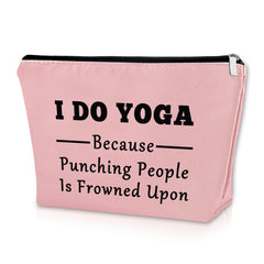 Sazuwu Yoga Gifts for Yoga Lover Pink Makeup Bag Yoga Themed Gifts for Women Cosmetic Bag Funny Gifts for Yoga Instructor Yoga Thank You Gift Yoga Birthday Gifts Yoga Teacher Training Gifts