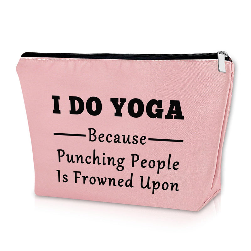 Sazuwu Yoga Gifts for Yoga Lover Pink Makeup Bag Yoga Themed Gifts for Women Cosmetic Bag Funny Gifts for Yoga Instructor Yoga Thank You Gift Yoga Birthday Gifts Yoga Teacher Training Gifts