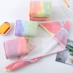 Rainbow Microfiber Bath Towel for Quick Drying Hair