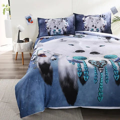 3pcs Arctic Wolf Dreamcatcher Bedding Duvet Cover Set