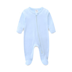Organic Cotton Baby Romper with Double Zipper & Footies | Newborn–12M