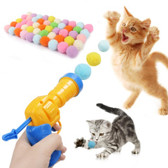 Mewlmart Cat Toy Pom Pom Balls with Launcher – 50-Pack, 1.2" Colorful Puff Balls for Indoor Cats