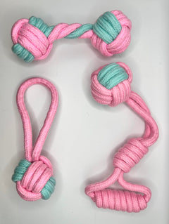 Dog Rope Toy Set – Interactive Multi-Toy Bundle for Small, Medium & Large Dogs (Pink)