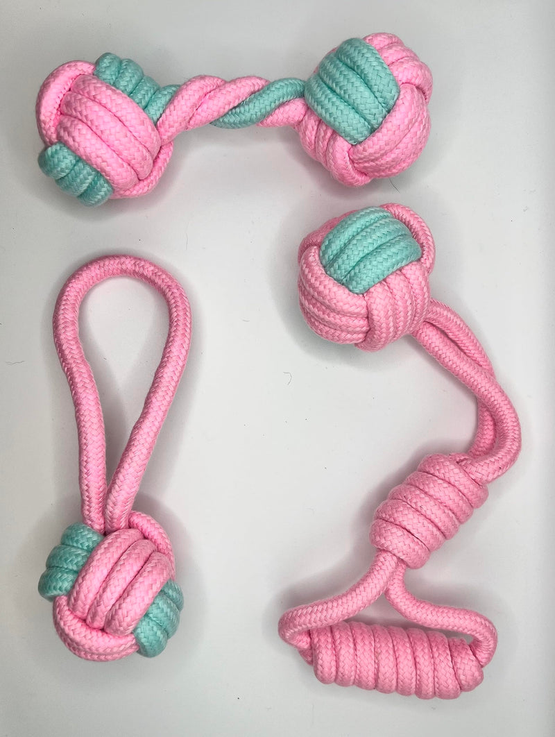 Dog Rope Toy Set – Interactive Multi-Toy Bundle for Small, Medium & Large Dogs (Pink)