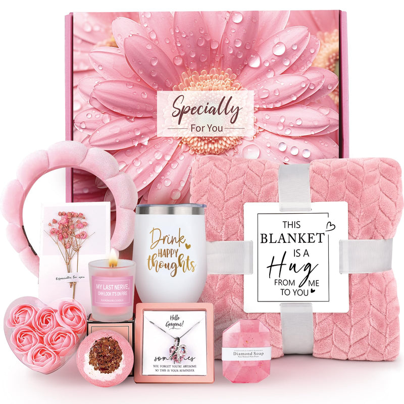Rose Spa Gift Basket for Women | 9-Piece Luxury Self-Care Set